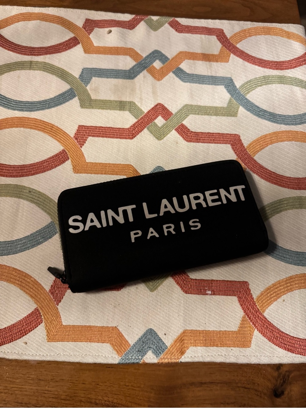Saint Laurent Black Logo Zip-Around Wallet